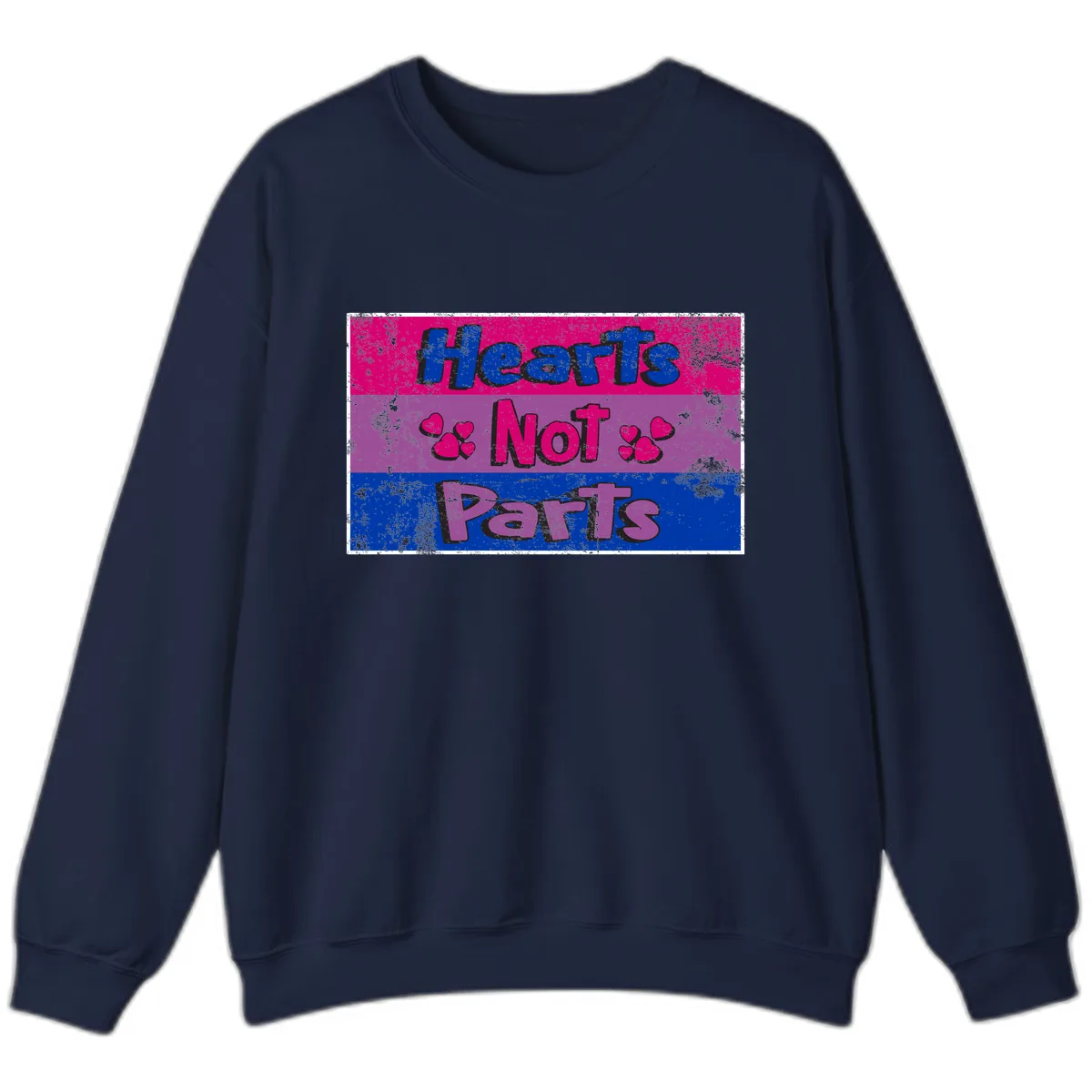 Hearts Not Parts Pride Design Sweatshirt in Navy