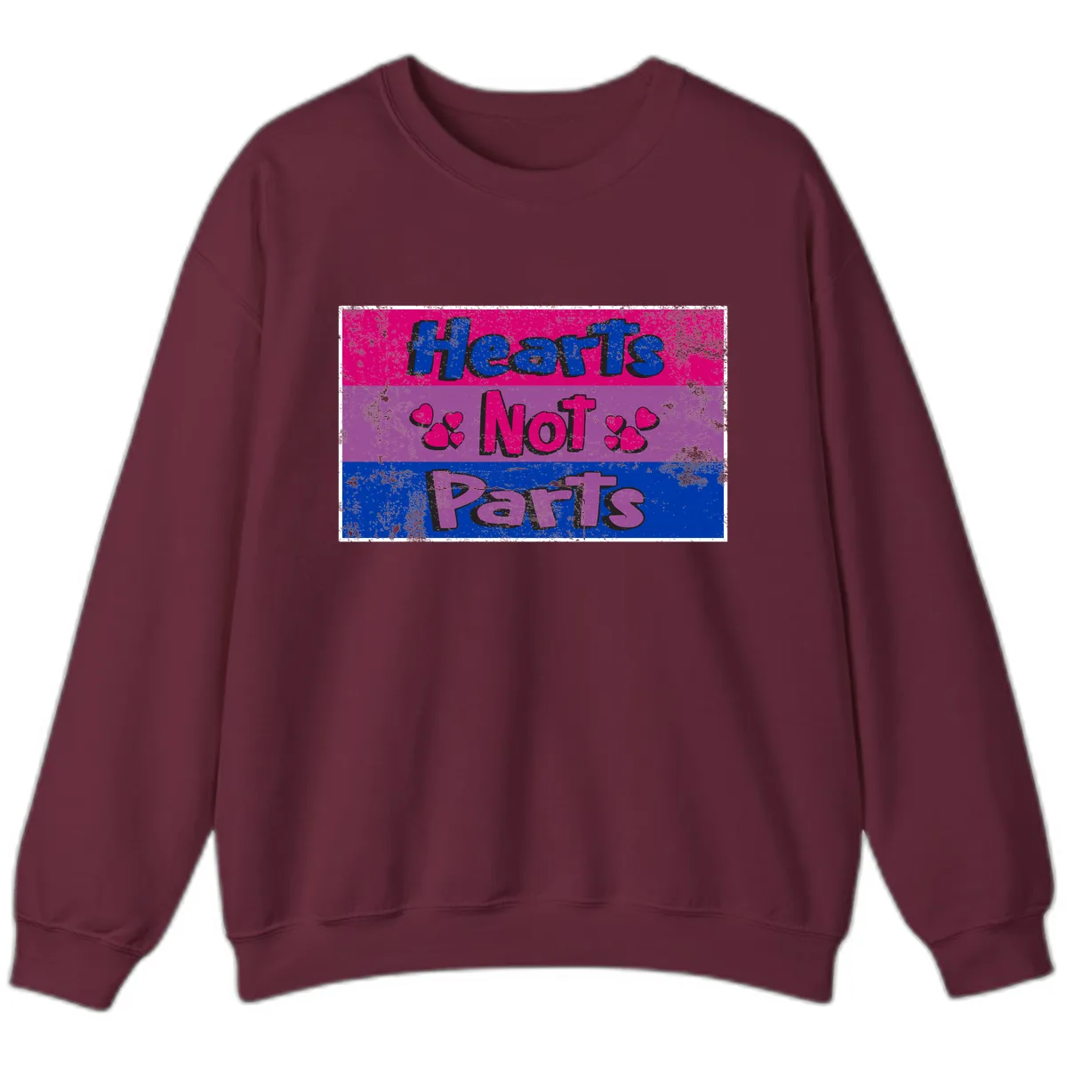 Hearts Not Parts Pride Design Sweatshirt in Maroon