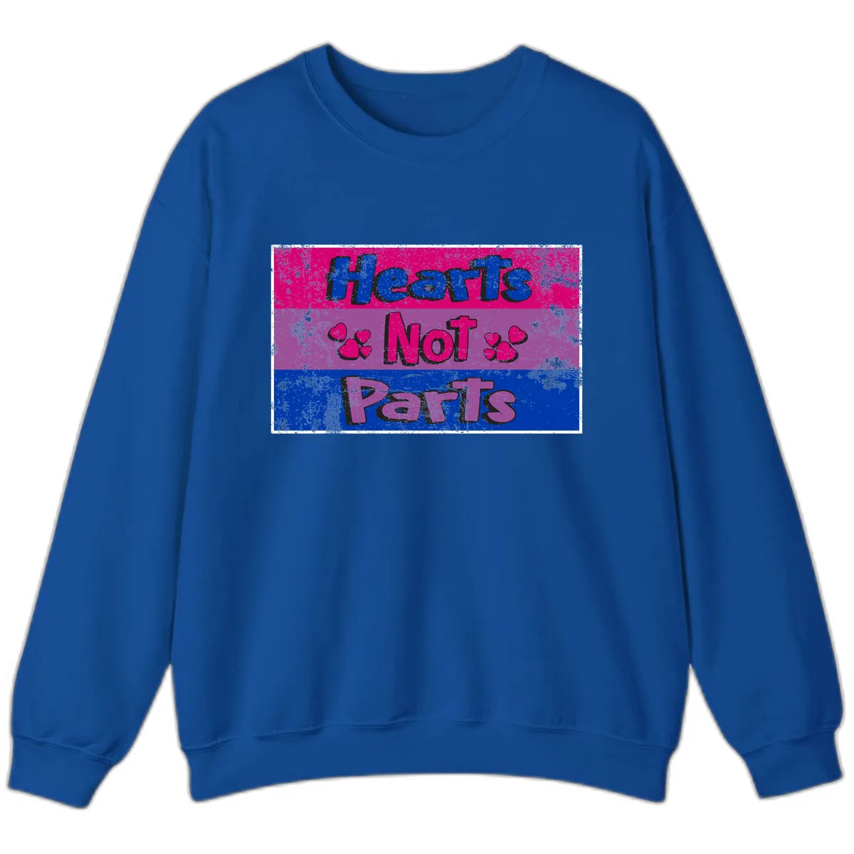 Hearts Not Parts Pride Design Sweatshirt in Royal