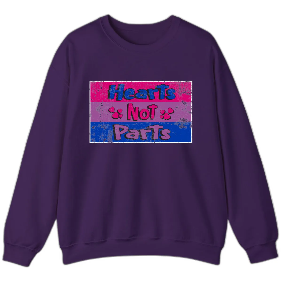 Hearts Not Parts Pride Design Sweatshirt in Purple