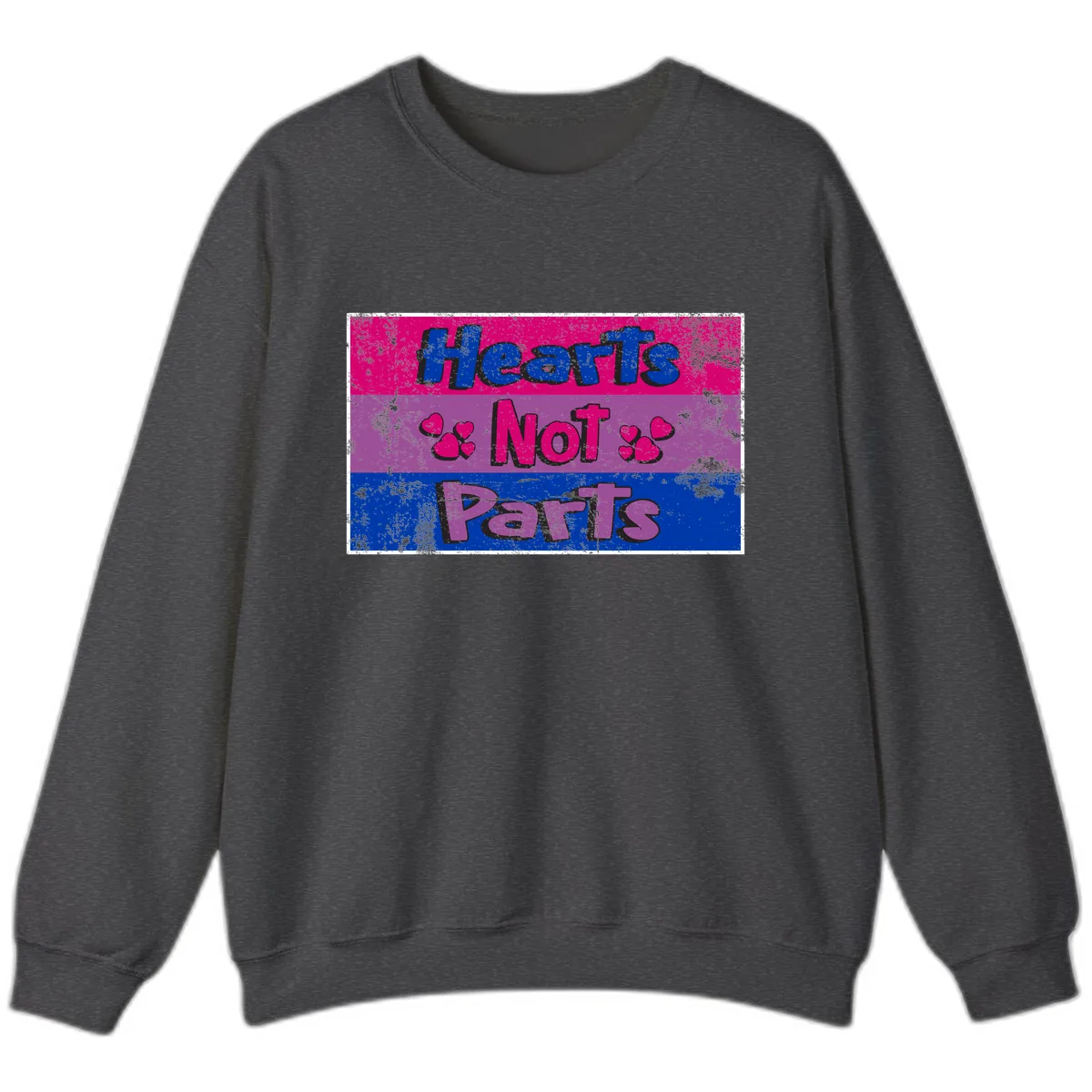 Hearts Not Parts Pride Design Sweatshirt in Dark Heather