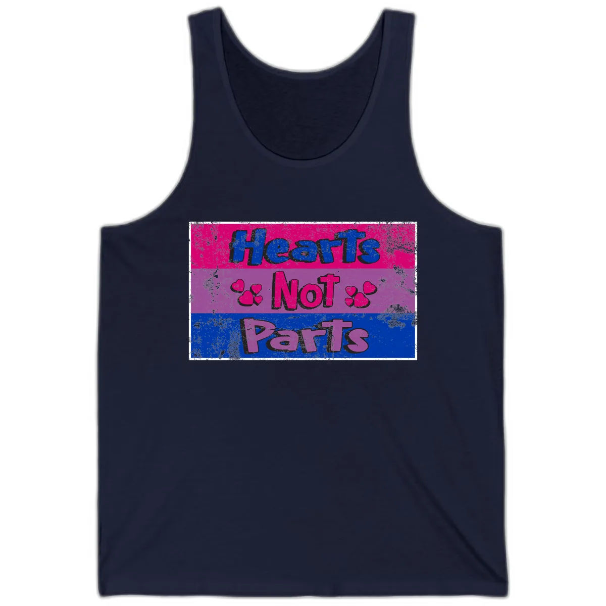 Hearts Not Parts Pride Design Tank in Navy
