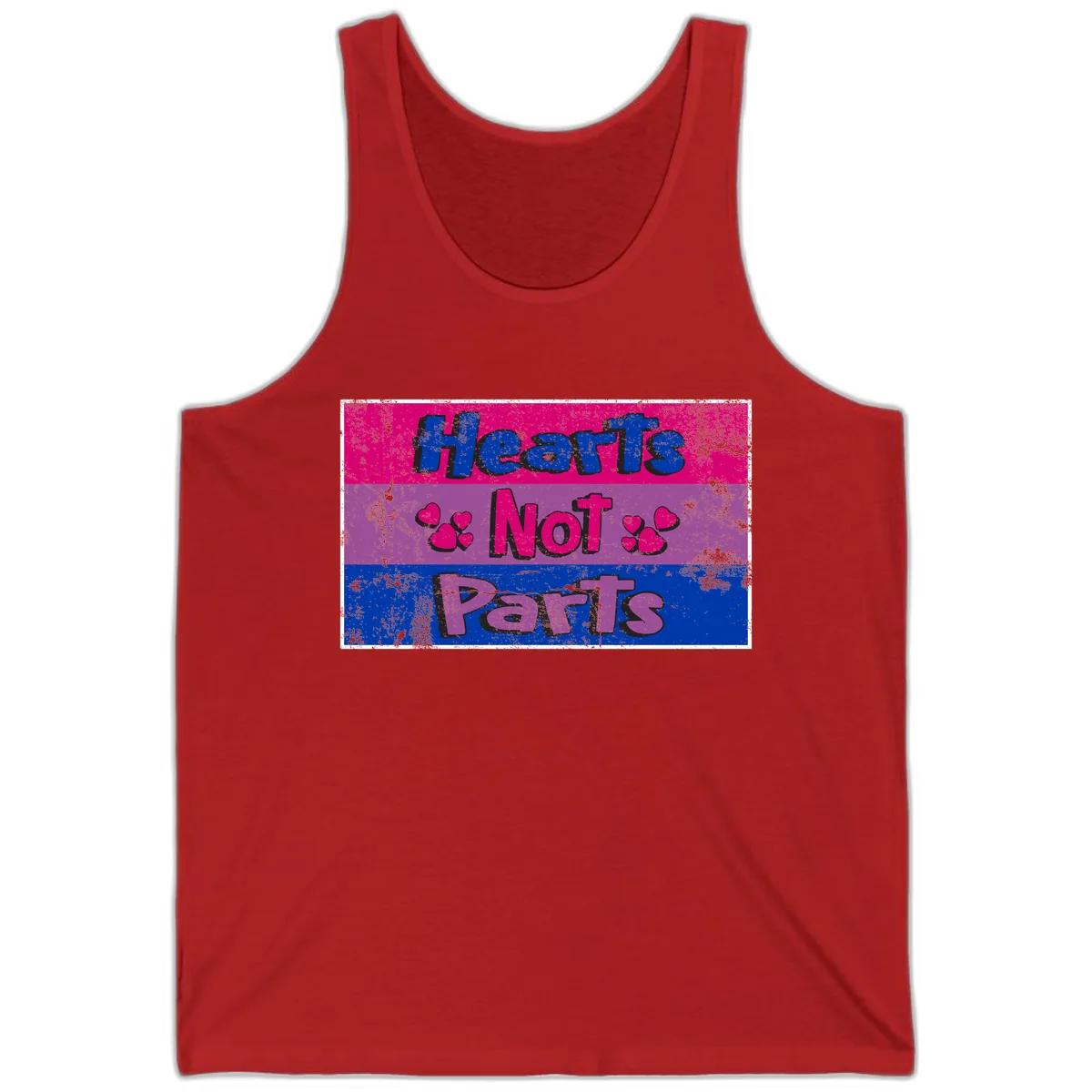 Hearts Not Parts Pride Design Tank in Red
