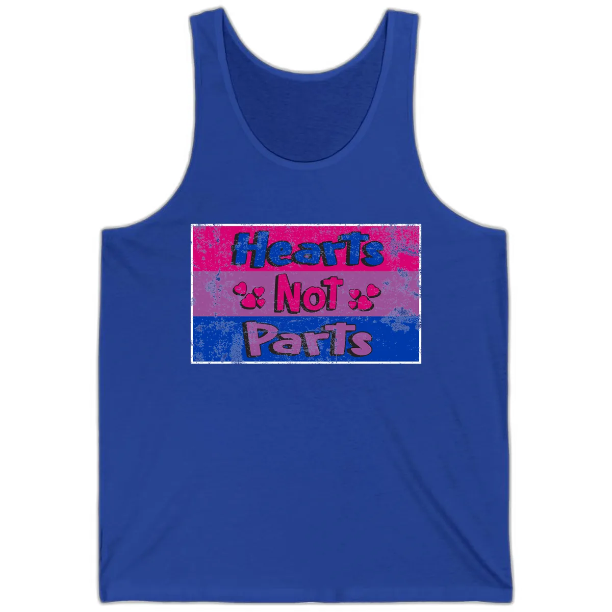 Hearts Not Parts Pride Design Tank in True Royal