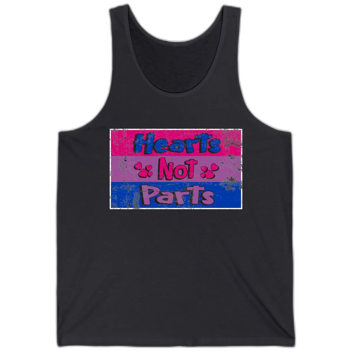 Hearts Not Parts Pride Design Tank in Dark Grey