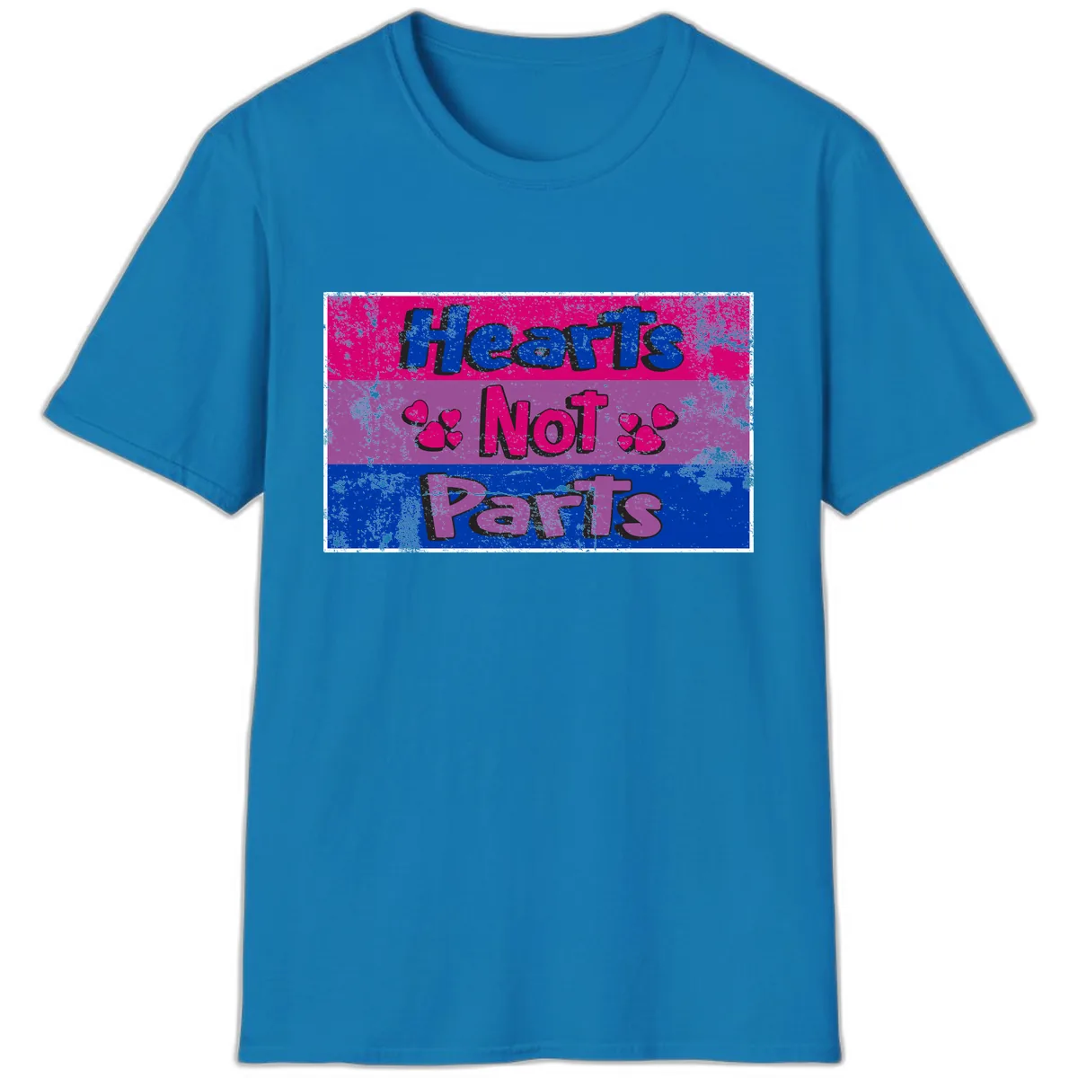 Hearts Not Parts Pride Design T-Shirt in Sapphire