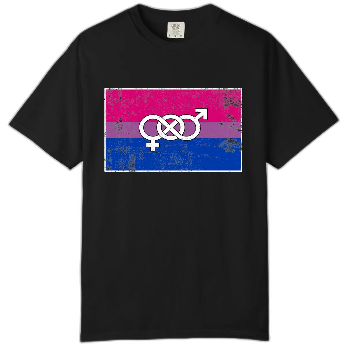Bisexual Infinity Symbol Pride Flag Comfort Color in Black