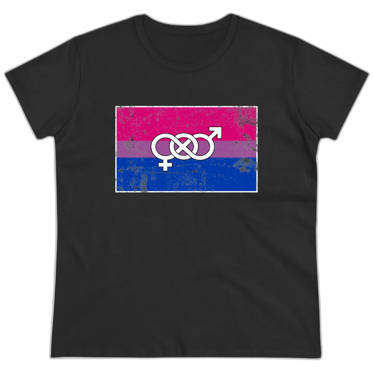 Bisexual Infinity Symbol Pride Flag Ladies Tee in Black