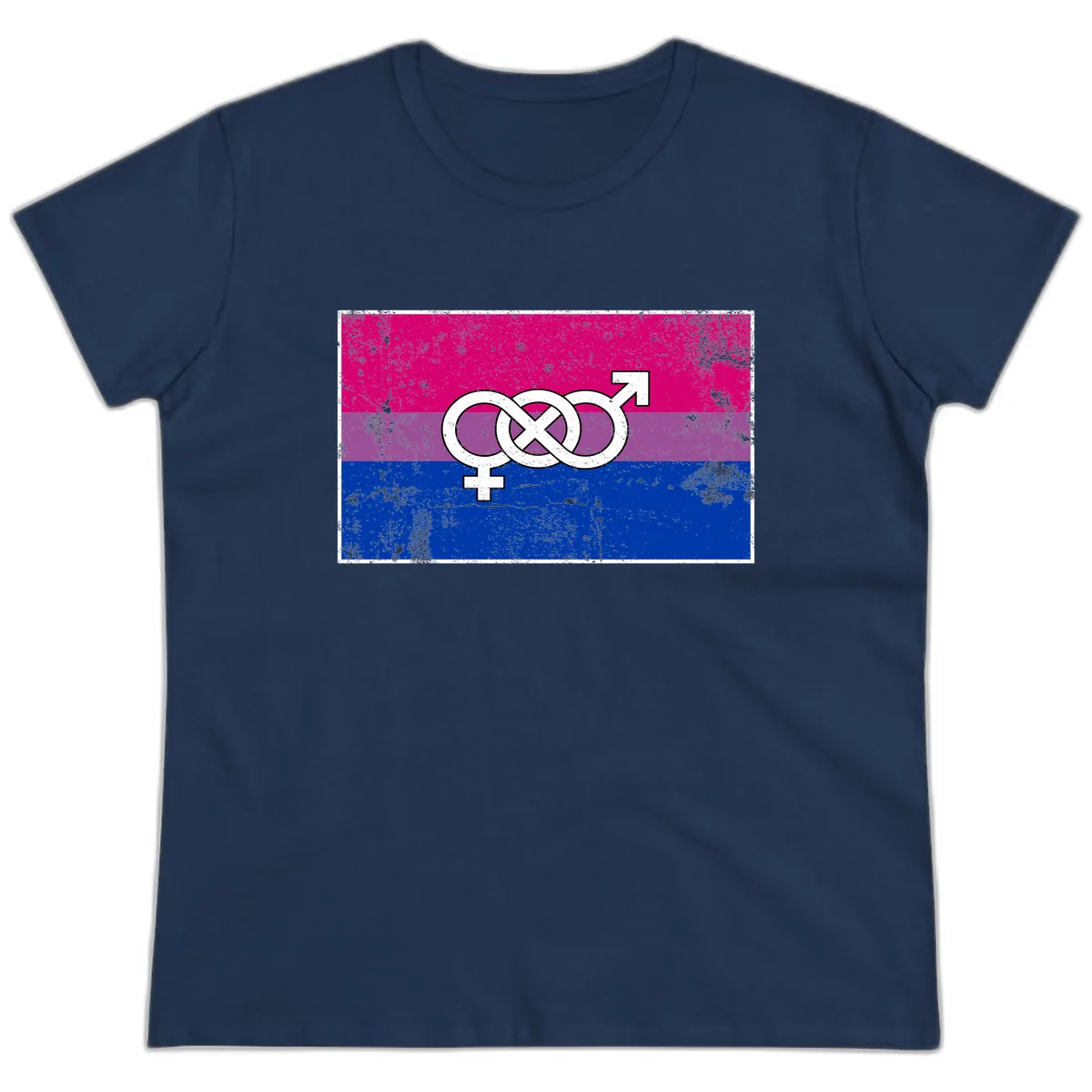 Bisexual Infinity Symbol Pride Flag Ladies Tee in Navy