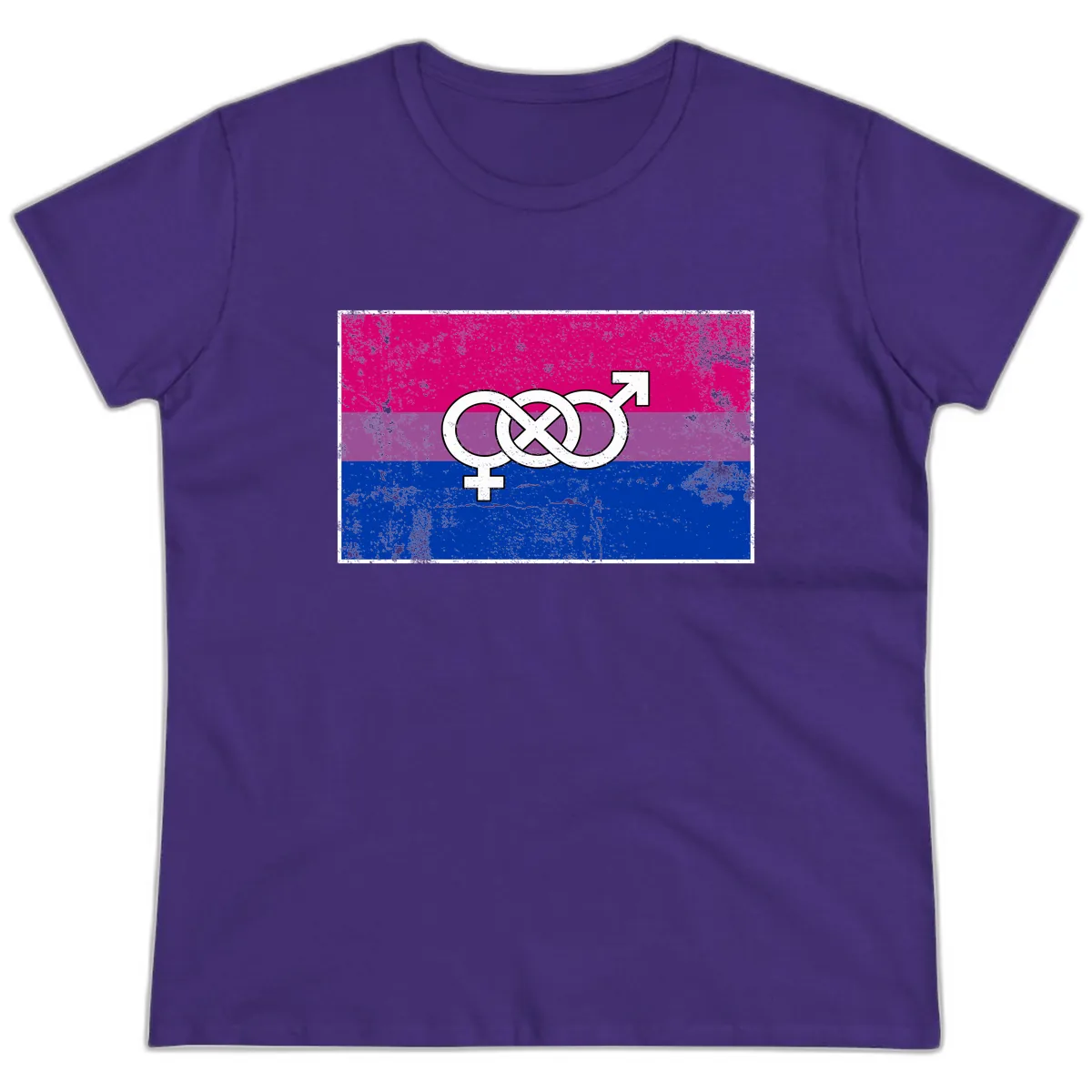 Bisexual Infinity Symbol Pride Flag Ladies Tee in Purple