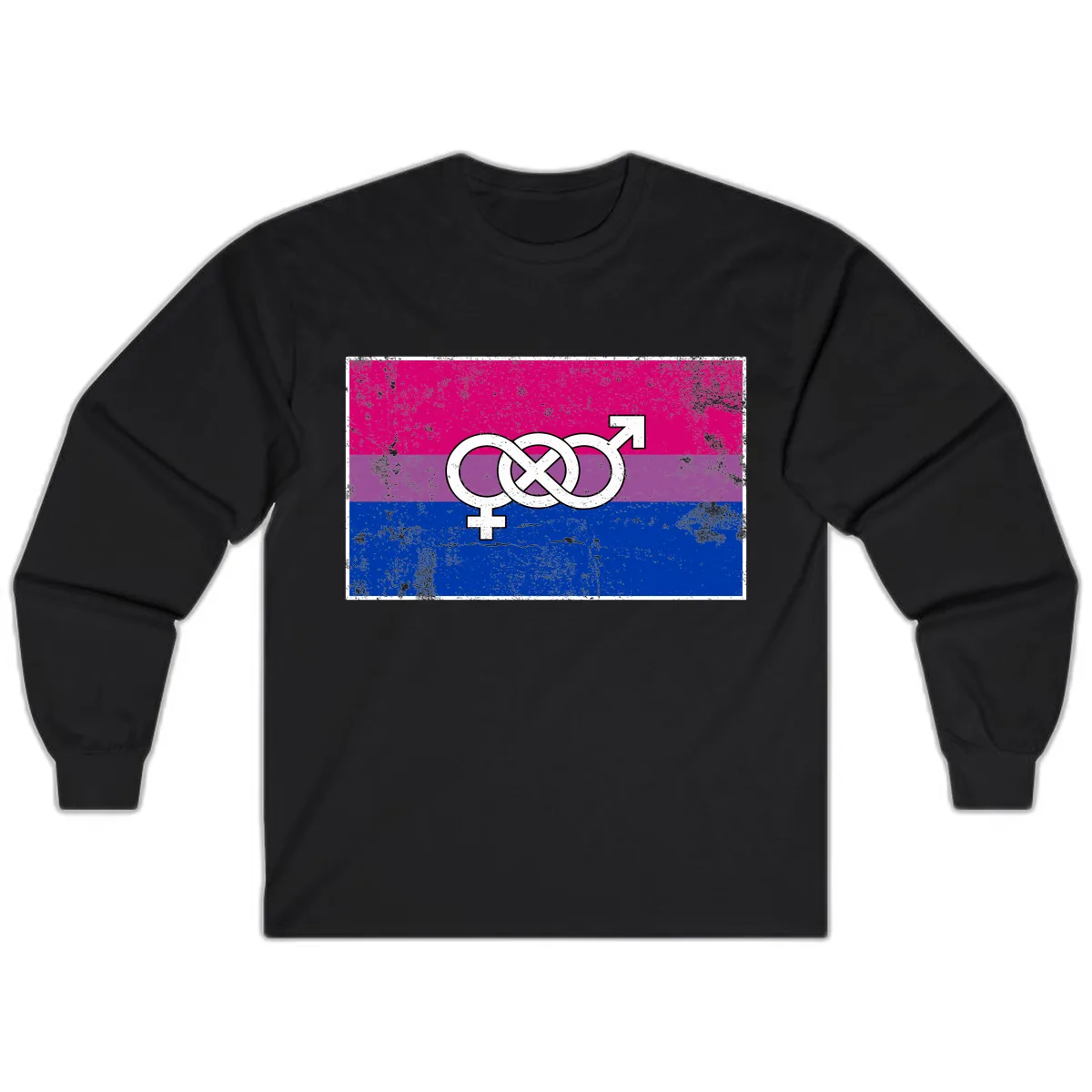 Bisexual Infinity Symbol Pride Flag Long Sleeve in Black