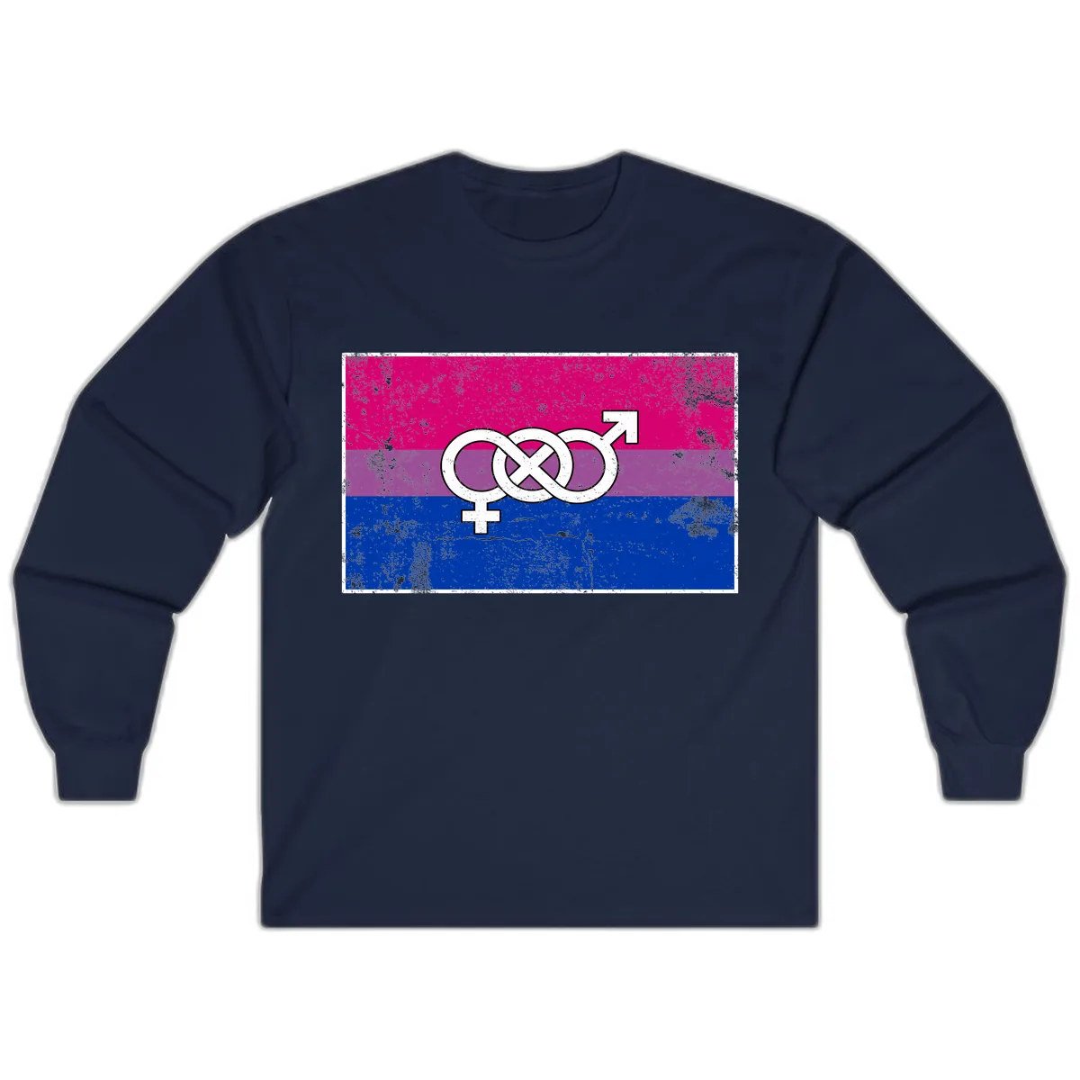 Bisexual Infinity Symbol Pride Flag Long Sleeve in Navy