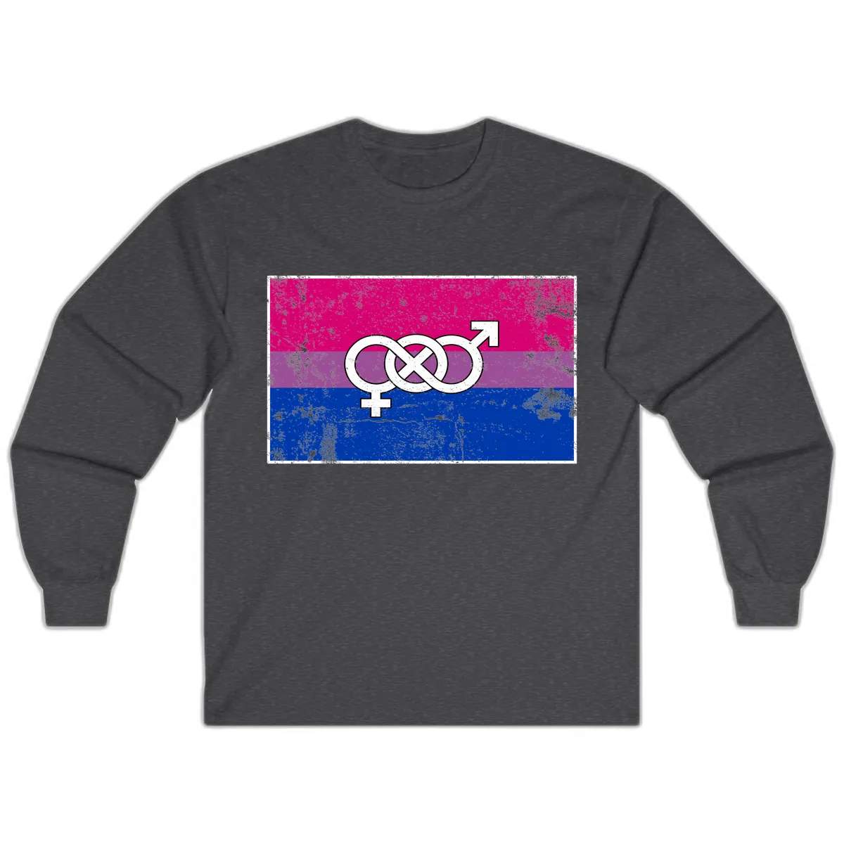 Bisexual Infinity Symbol Pride Flag Long Sleeve in Dark Heather