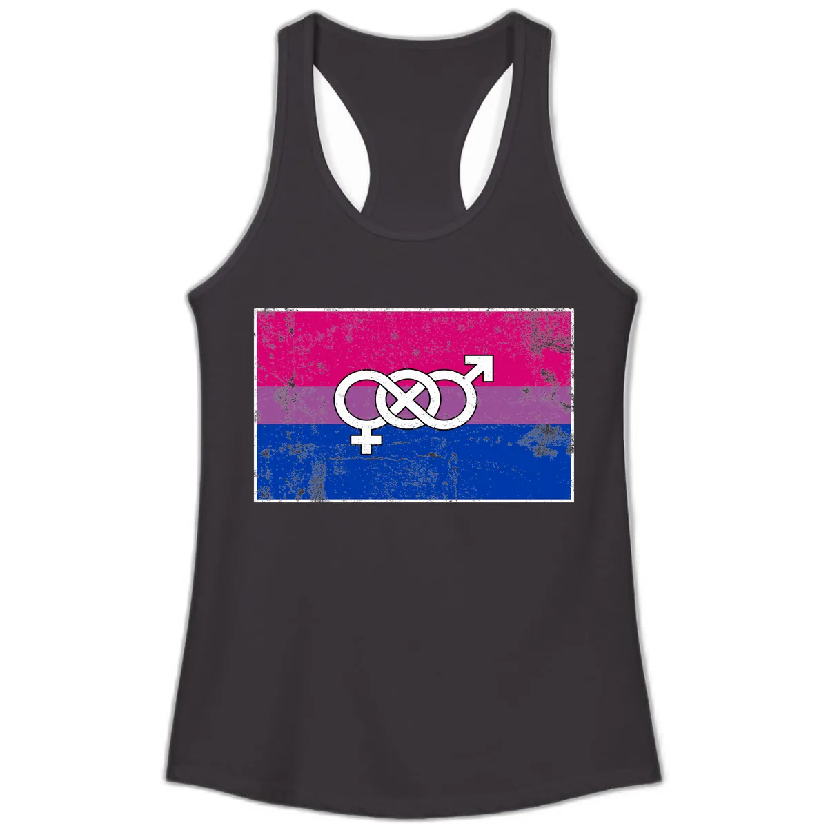Bisexual Infinity Symbol Pride Flag Ladies Tank in Black