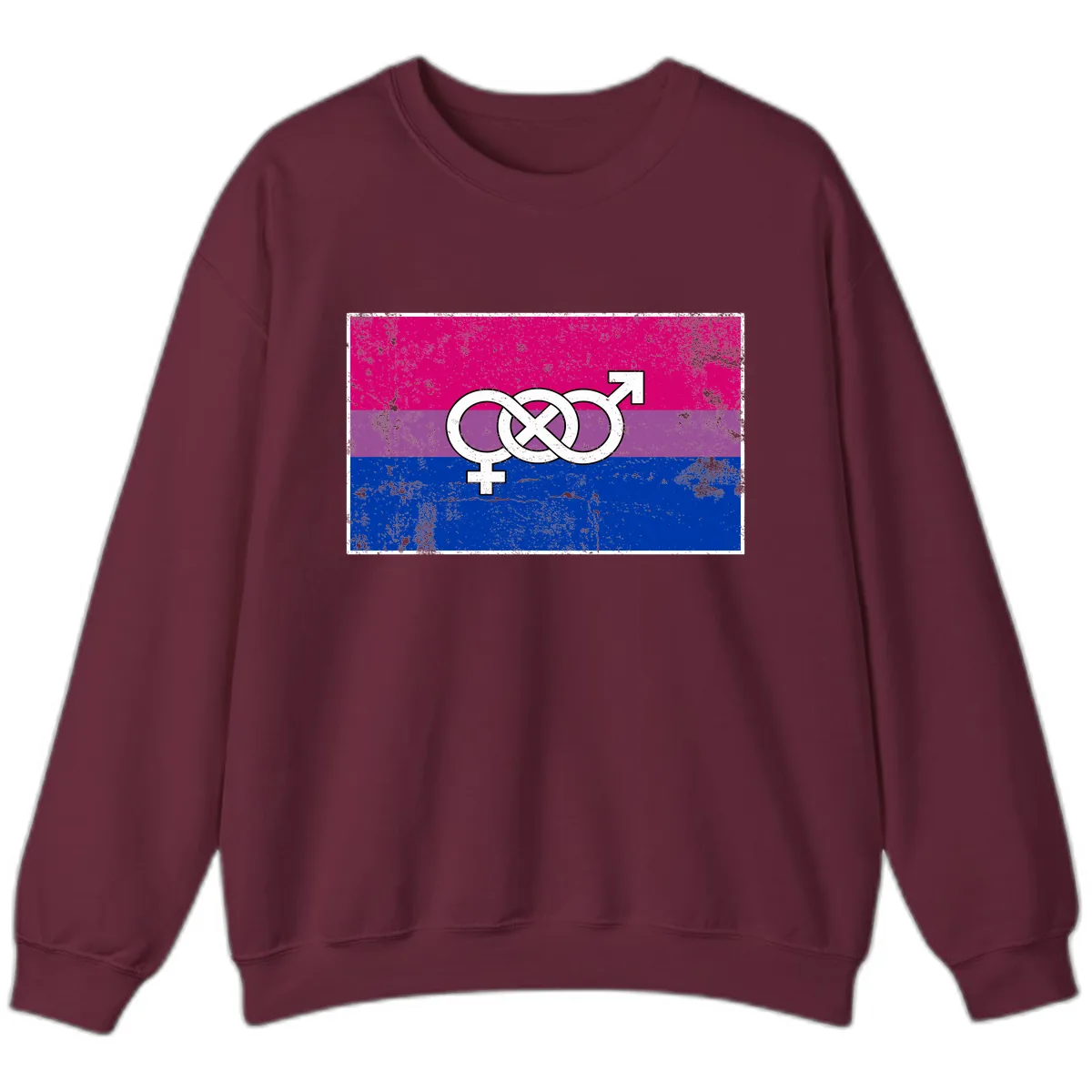 Bisexual Infinity Symbol Pride Flag Sweatshirt in Maroon