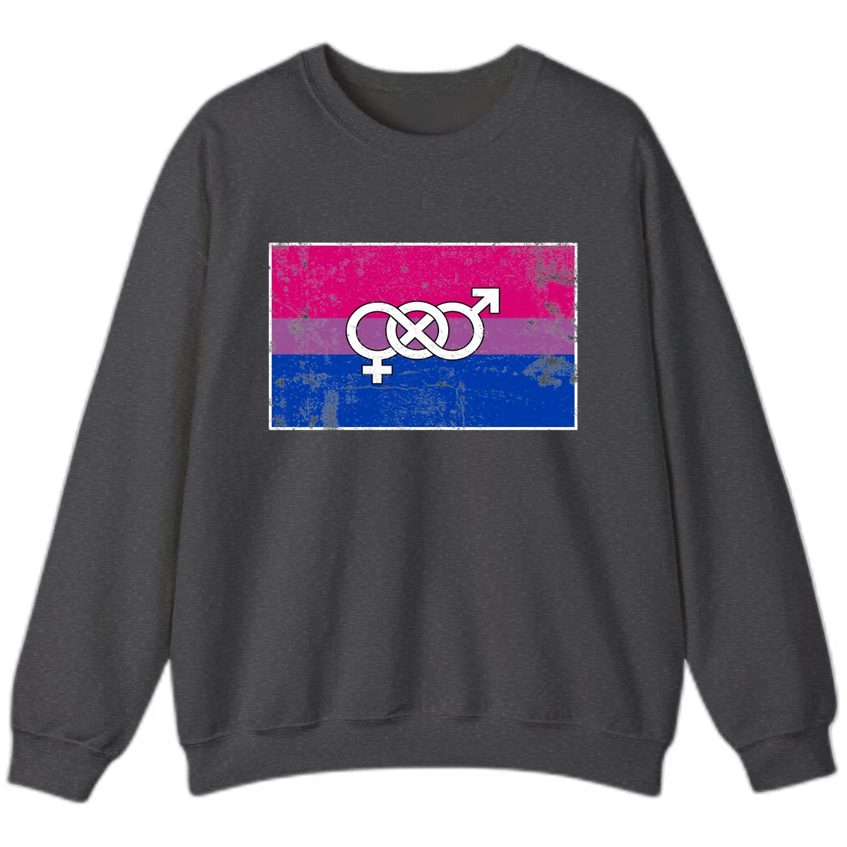Bisexual Infinity Symbol Pride Flag Sweatshirt in Dark Heather