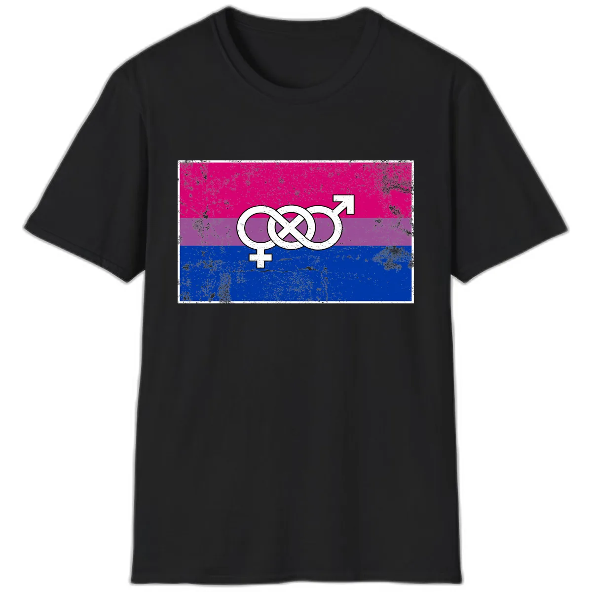 Bisexual Infinity Symbol Pride Flag T-Shirt in Black