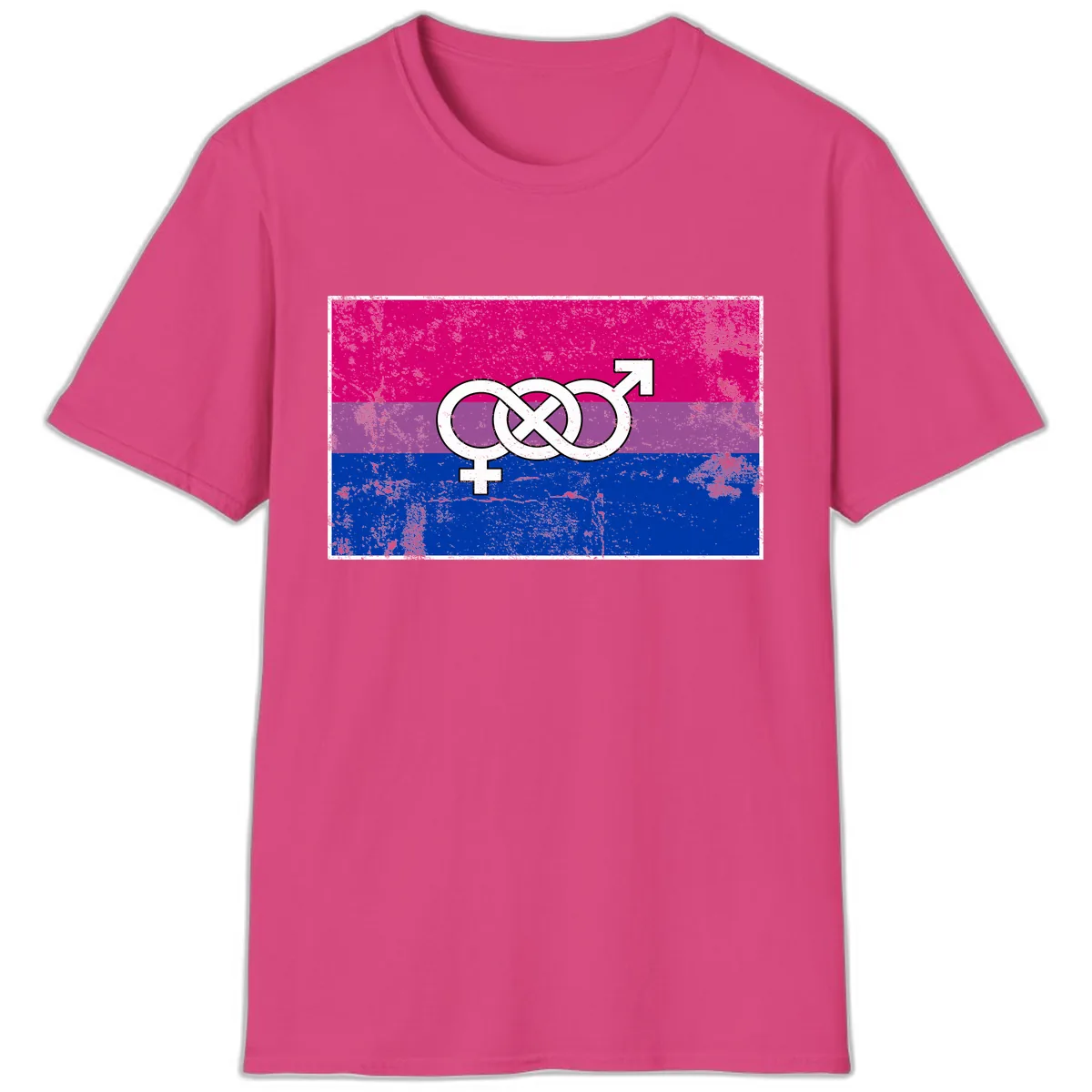 Bisexual Infinity Symbol Pride Flag T-Shirt in Heliconia