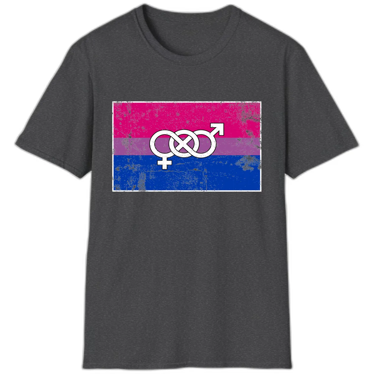 Bisexual Infinity Symbol Pride Flag T-Shirt in Dark Heather