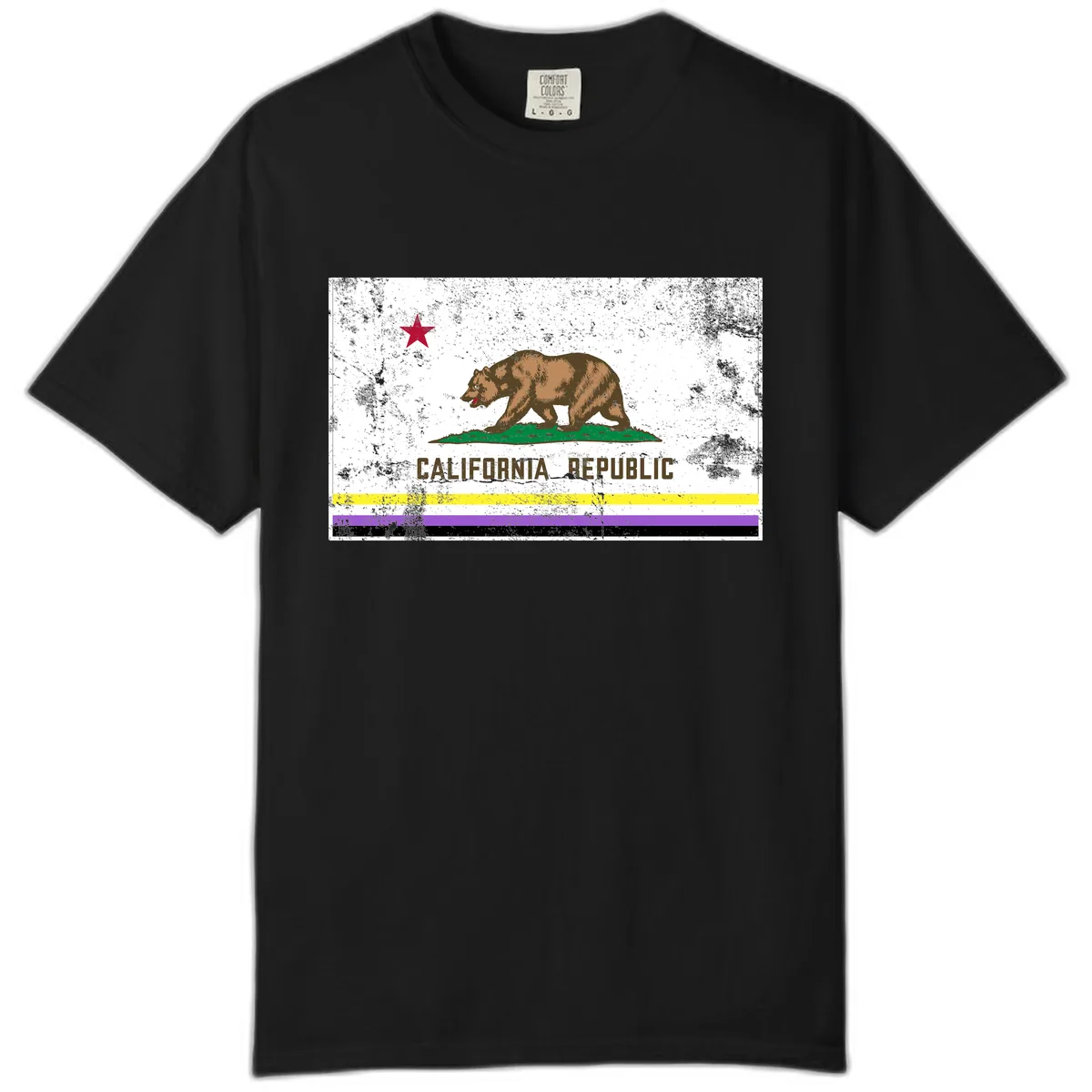 California Republic Pride Flag Comfort Color in Black