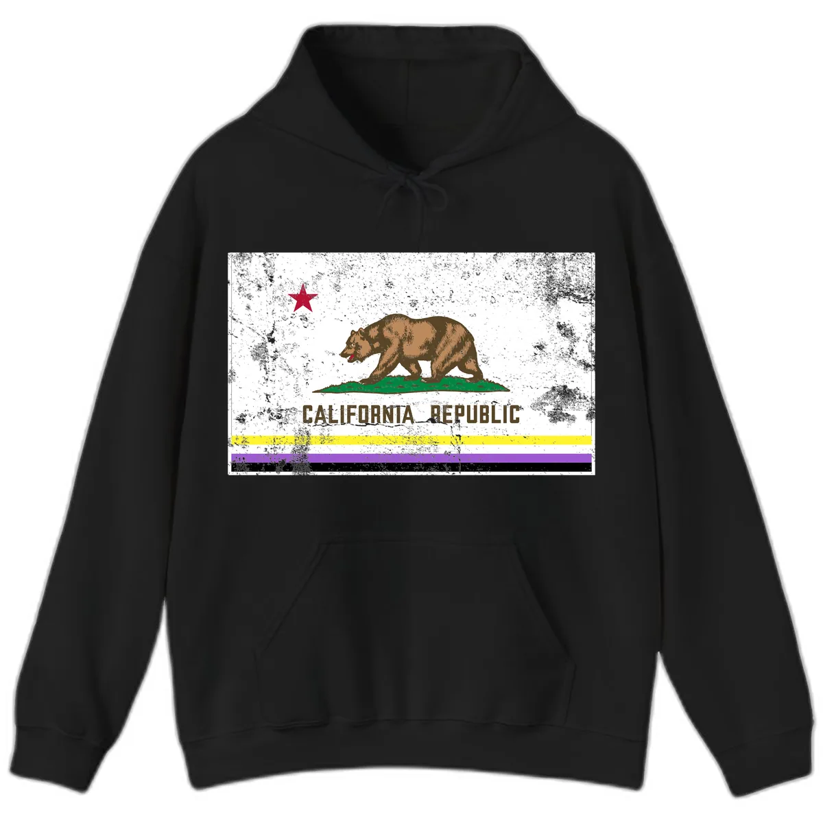 California Republic Pride Flag Hoodie in Black