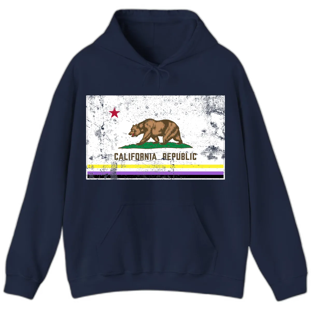 California Republic Pride Flag Hoodie in Navy