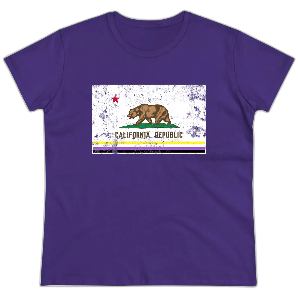 California Republic Pride Flag Ladies Tee in Purple