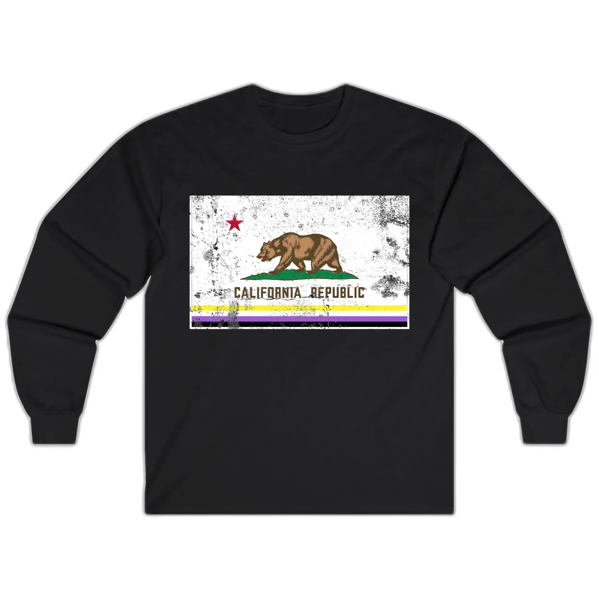 California Republic Pride Flag Long Sleeve in Black