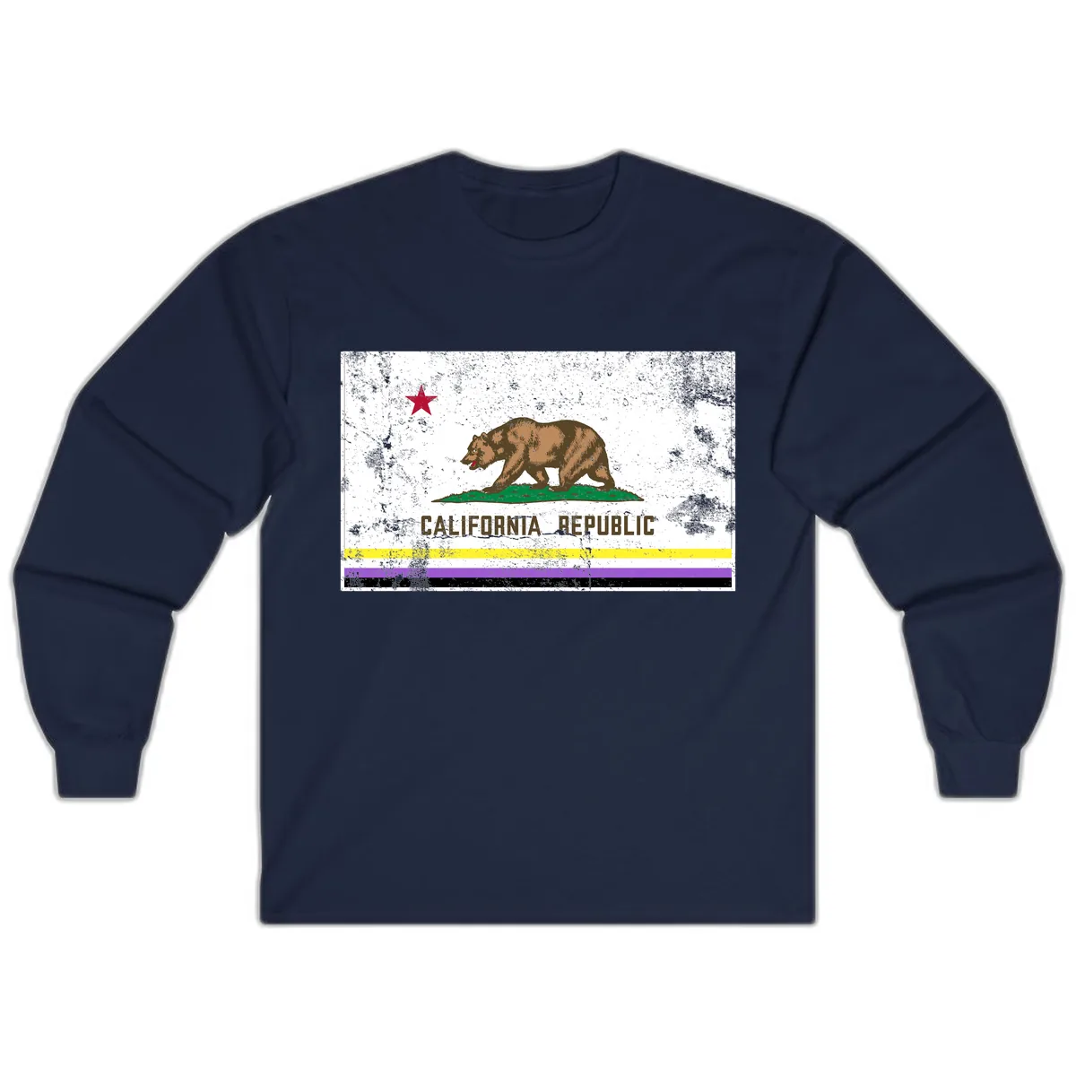 California Republic Pride Flag Long Sleeve in Navy