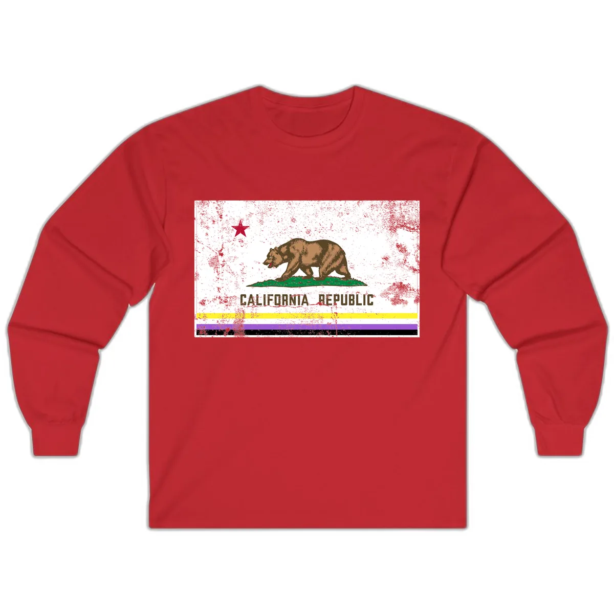 California Republic Pride Flag Long Sleeve in Red
