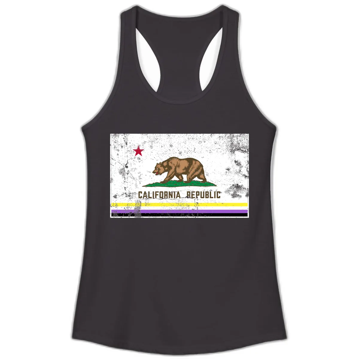 California Republic Pride Flag Ladies Tank in Black