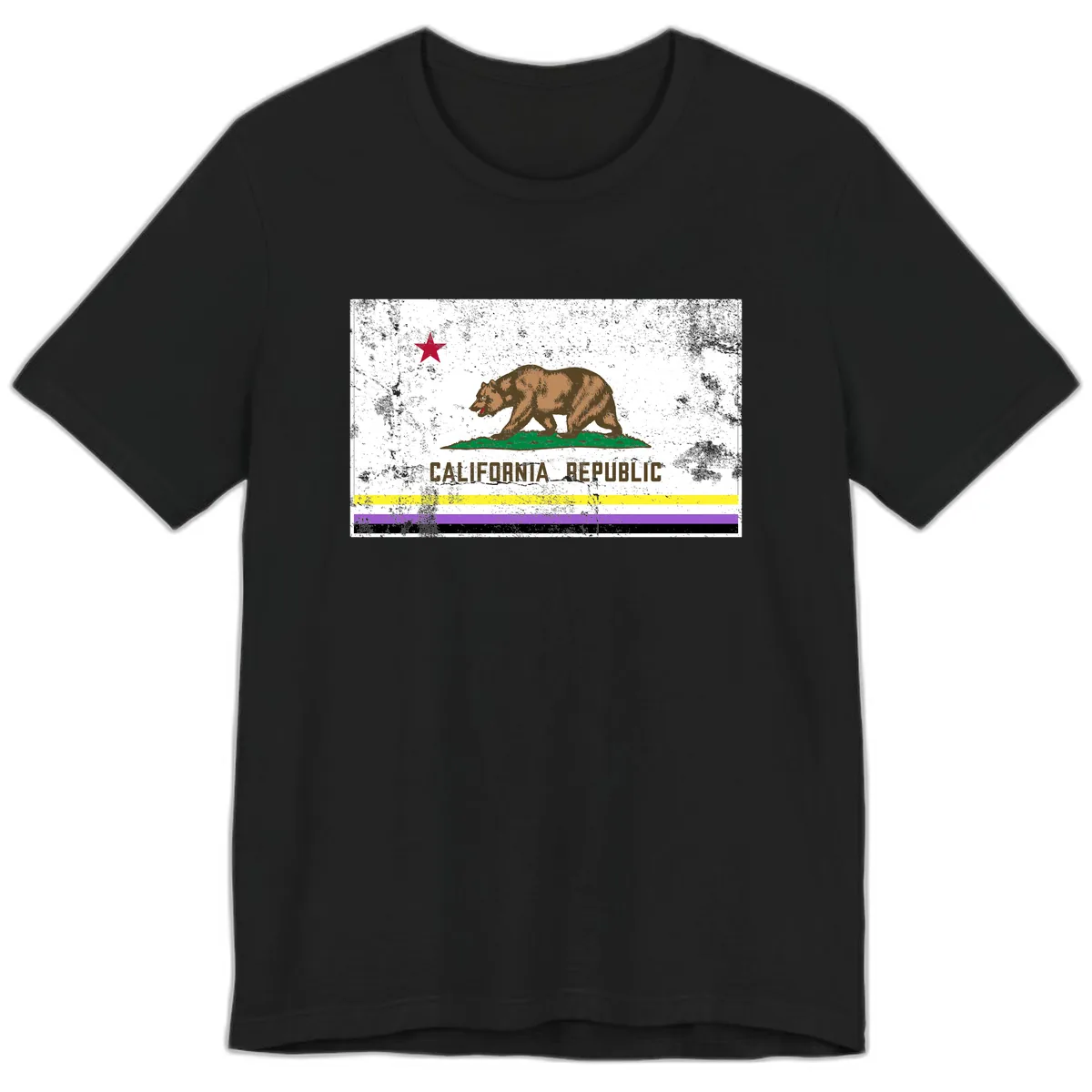 California Republic Pride Flag Premium T-Shirt in Black