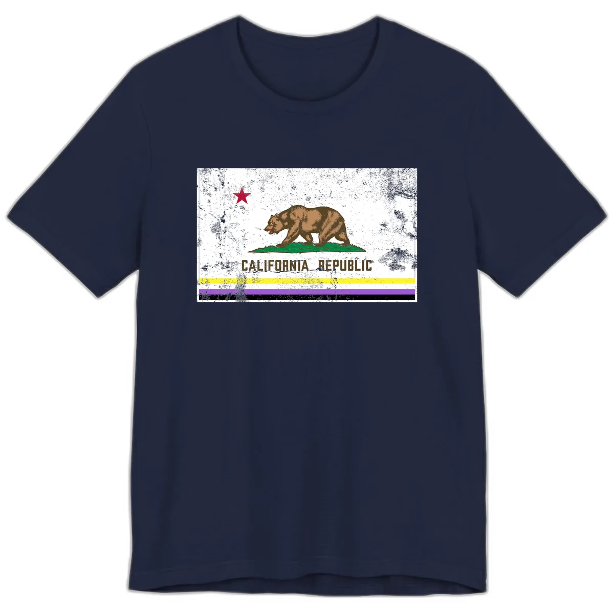 California Republic Pride Flag Premium T-Shirt in Navy