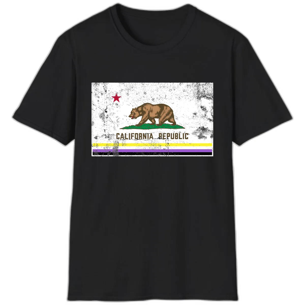 California Republic Pride Flag T-Shirt in Black