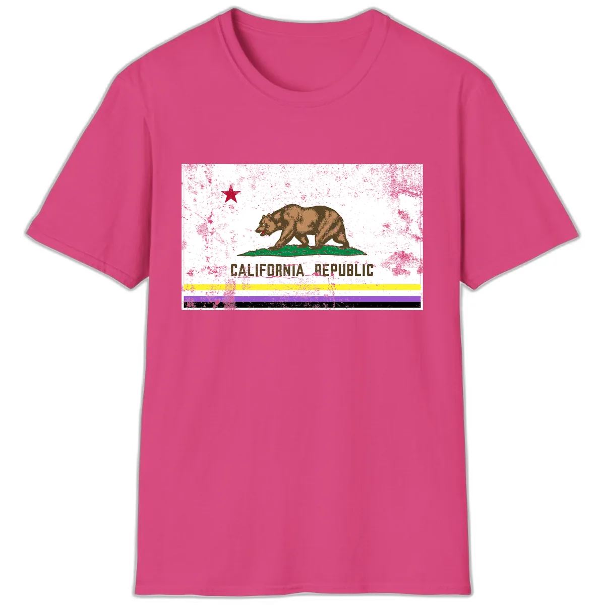 California Republic Pride Flag T-Shirt in Heliconia