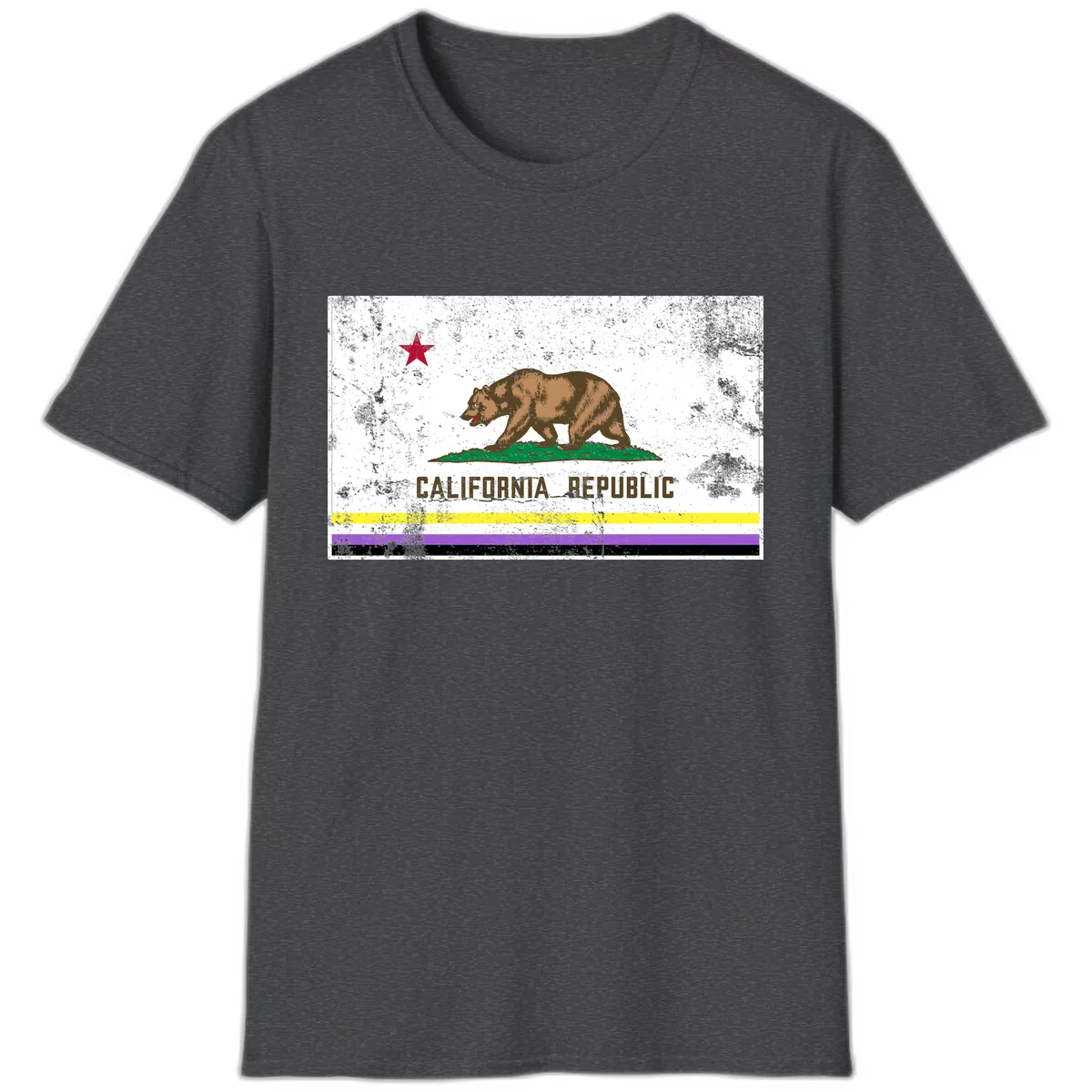 California Republic Pride Flag T-Shirt in Dark Heather