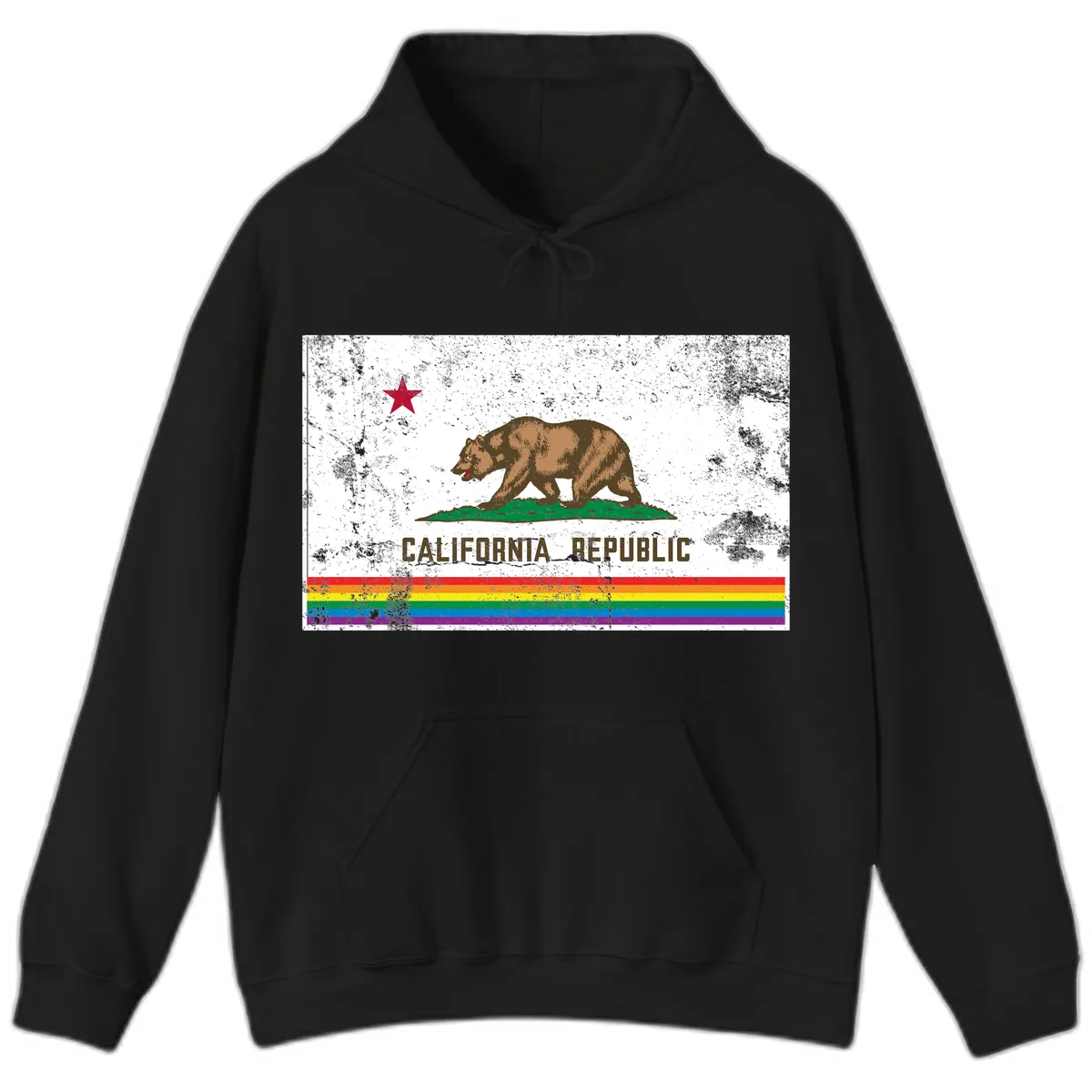 California Republic Pride Bear Hoodie in Black