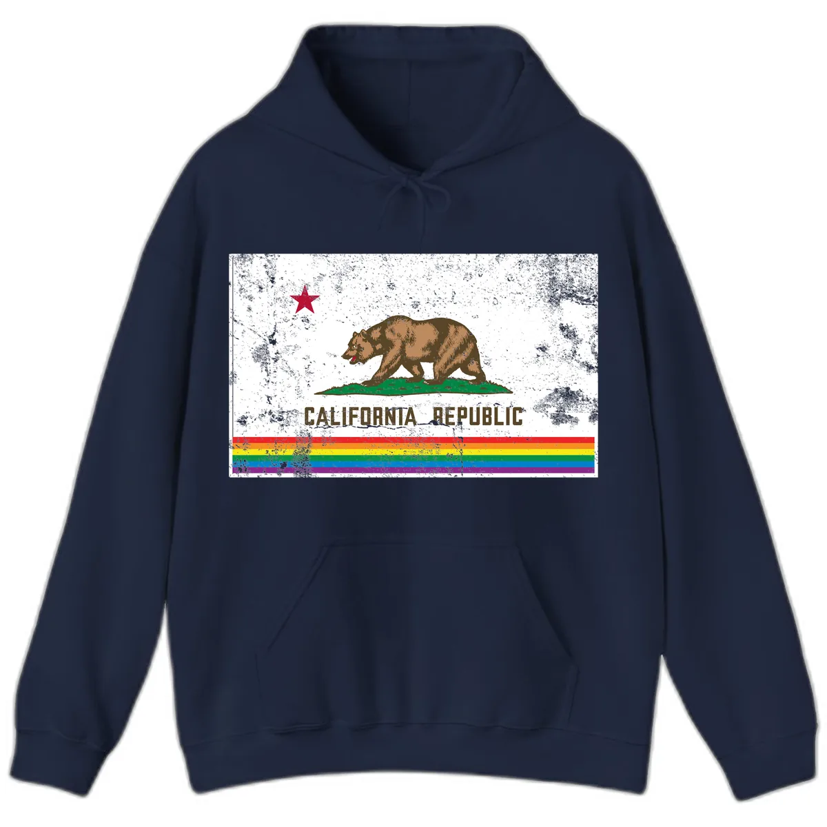 California Republic Pride Bear Hoodie in Navy