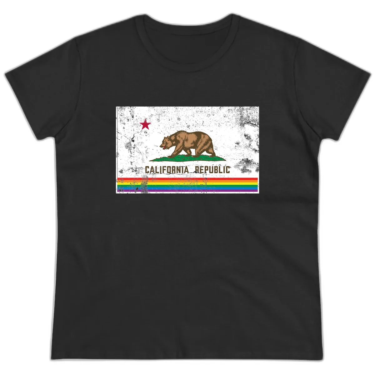 California Republic Pride Bear Ladies Tee in Black