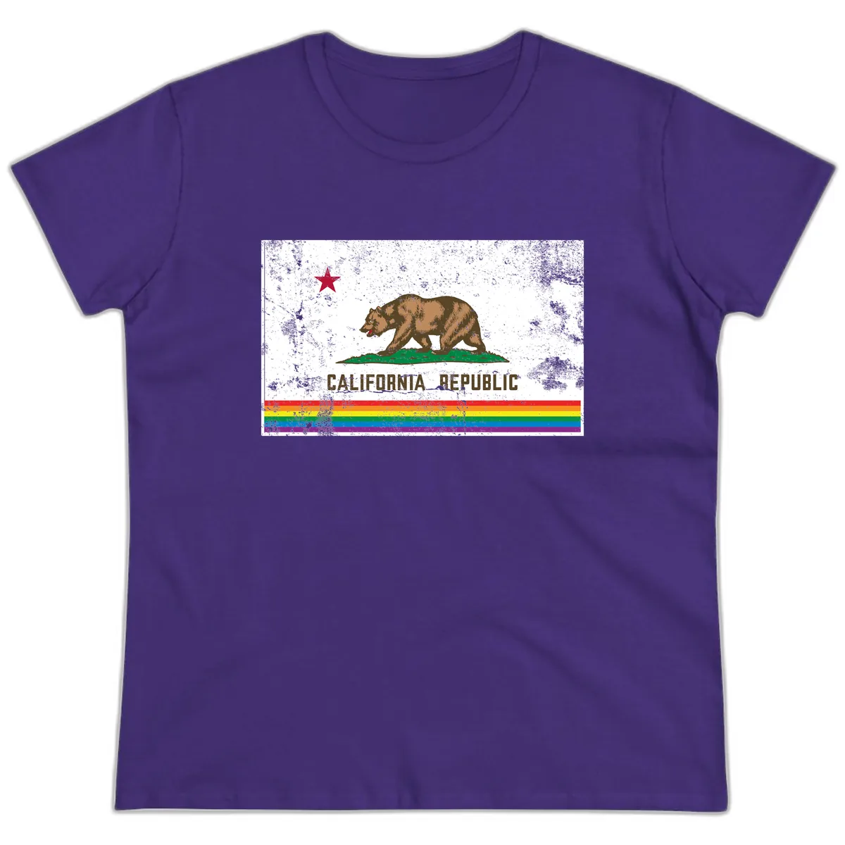 California Republic Pride Bear Ladies Tee in Purple