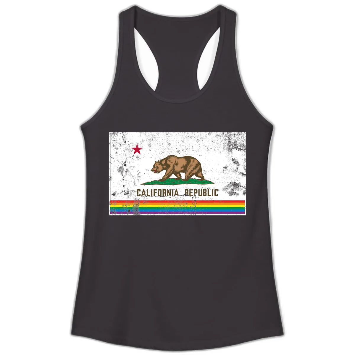 California Republic Pride Bear Ladies Tank in Black