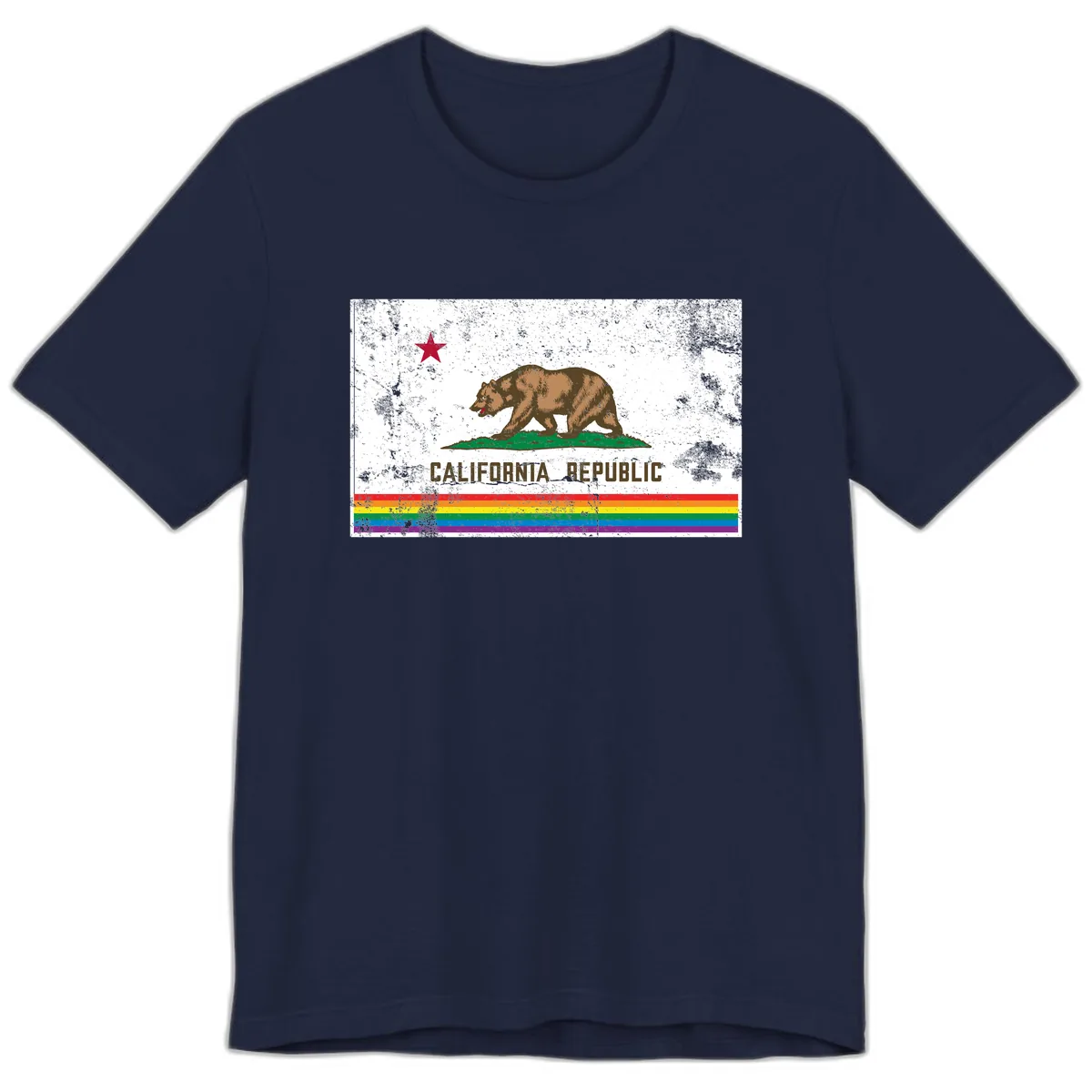 California Republic Pride Bear Premium T-Shirt in Navy