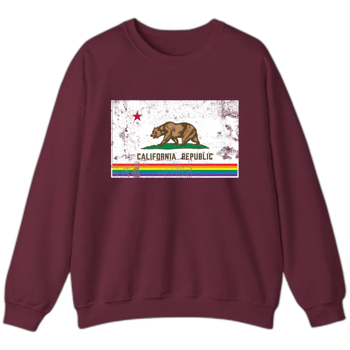 California Republic Pride Bear Sweatshirt in Maroon