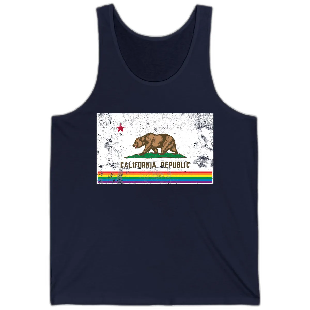 California Republic Pride Bear Tank in Navy