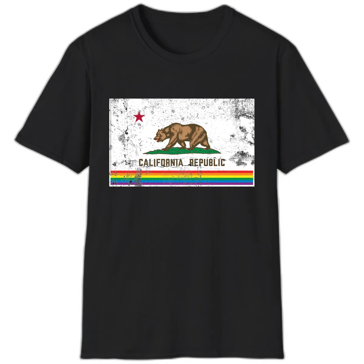 California Republic Pride Bear T-Shirt in Black