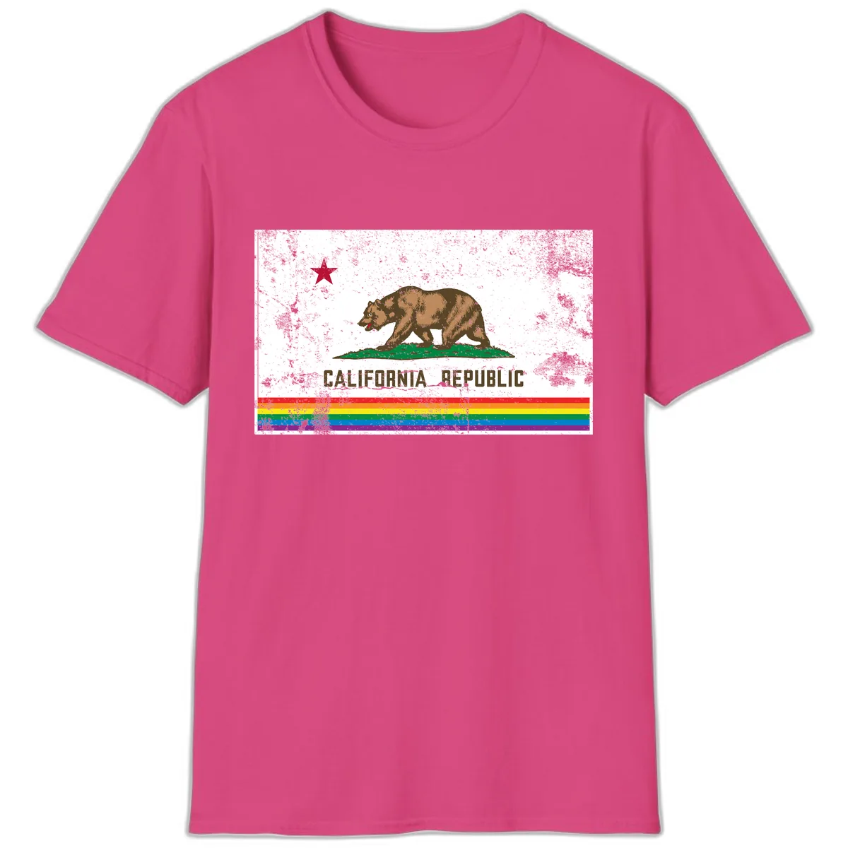 California Republic Pride Bear T-Shirt in Heliconia