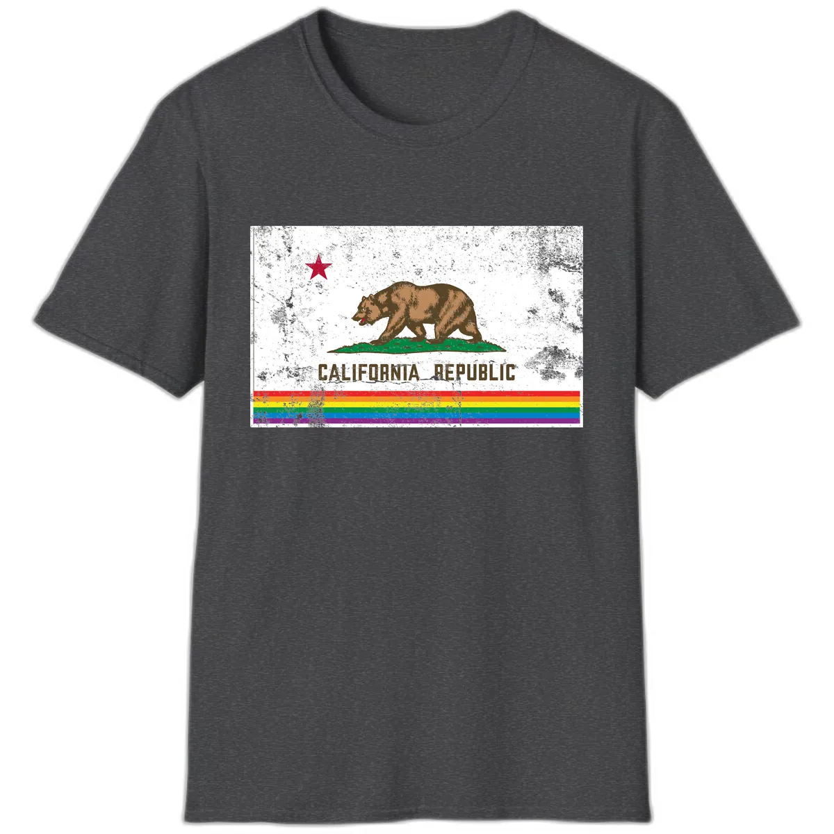 California Republic Pride Bear T-Shirt in Dark Heather