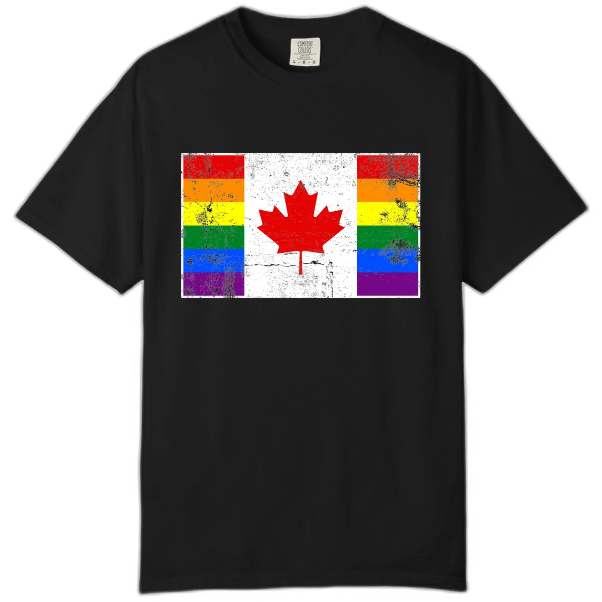 Canada Pride Rainbow Flag Comfort Color in Black