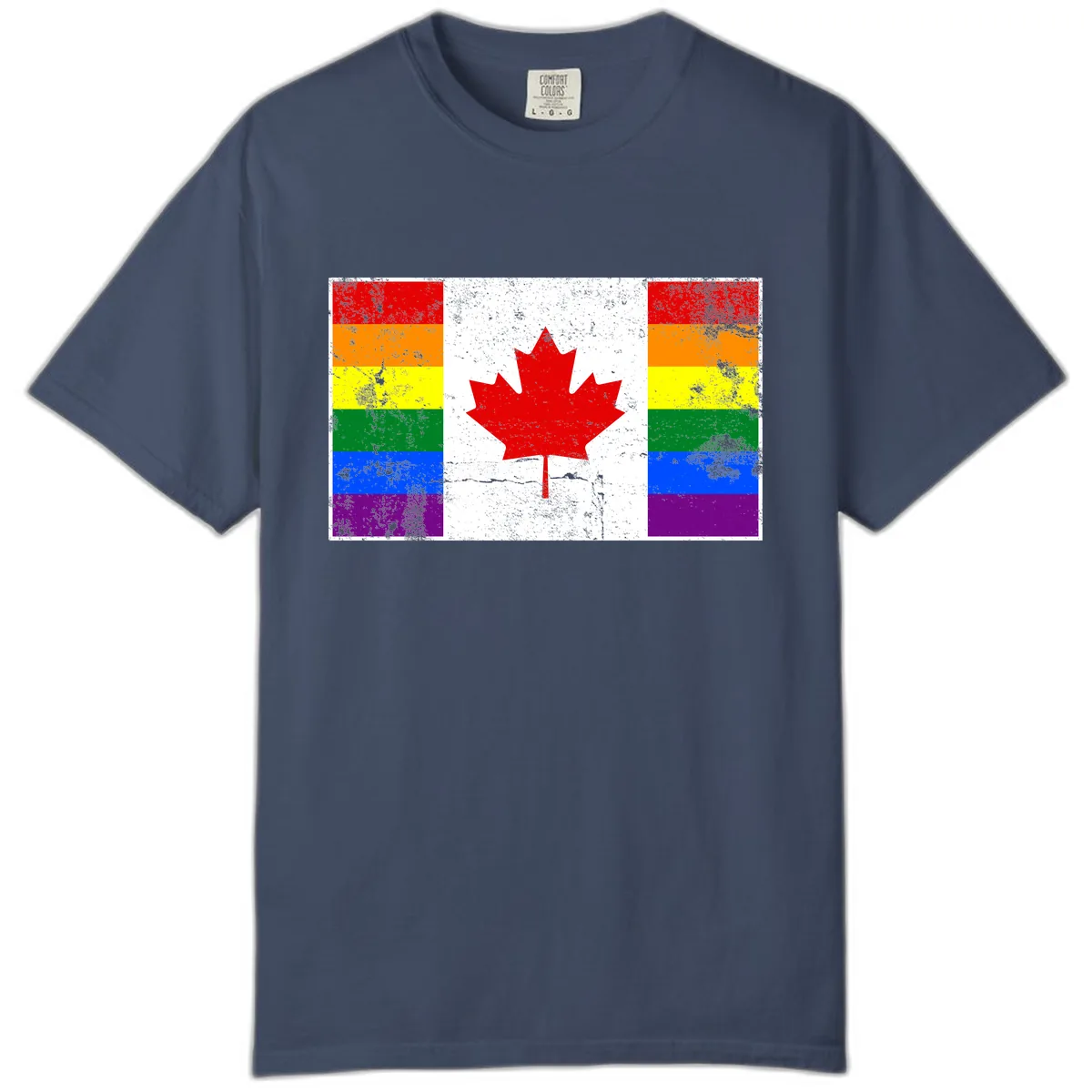 Canada Pride Rainbow Flag Comfort Color in Midnight