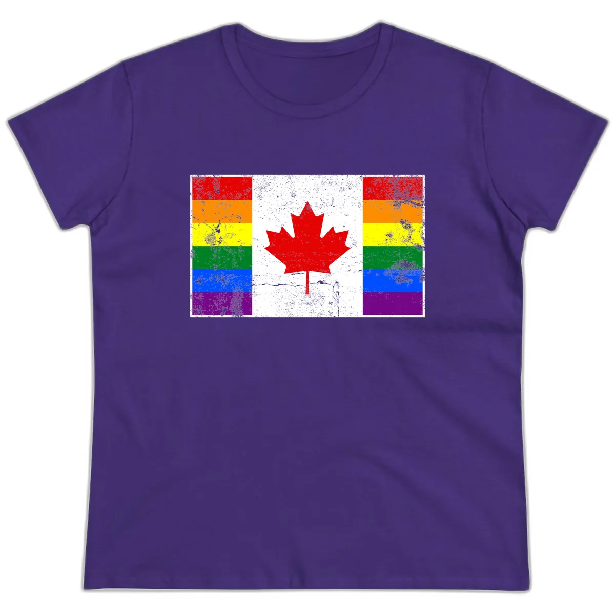 Canada Pride Rainbow Flag Ladies Tee in Purple